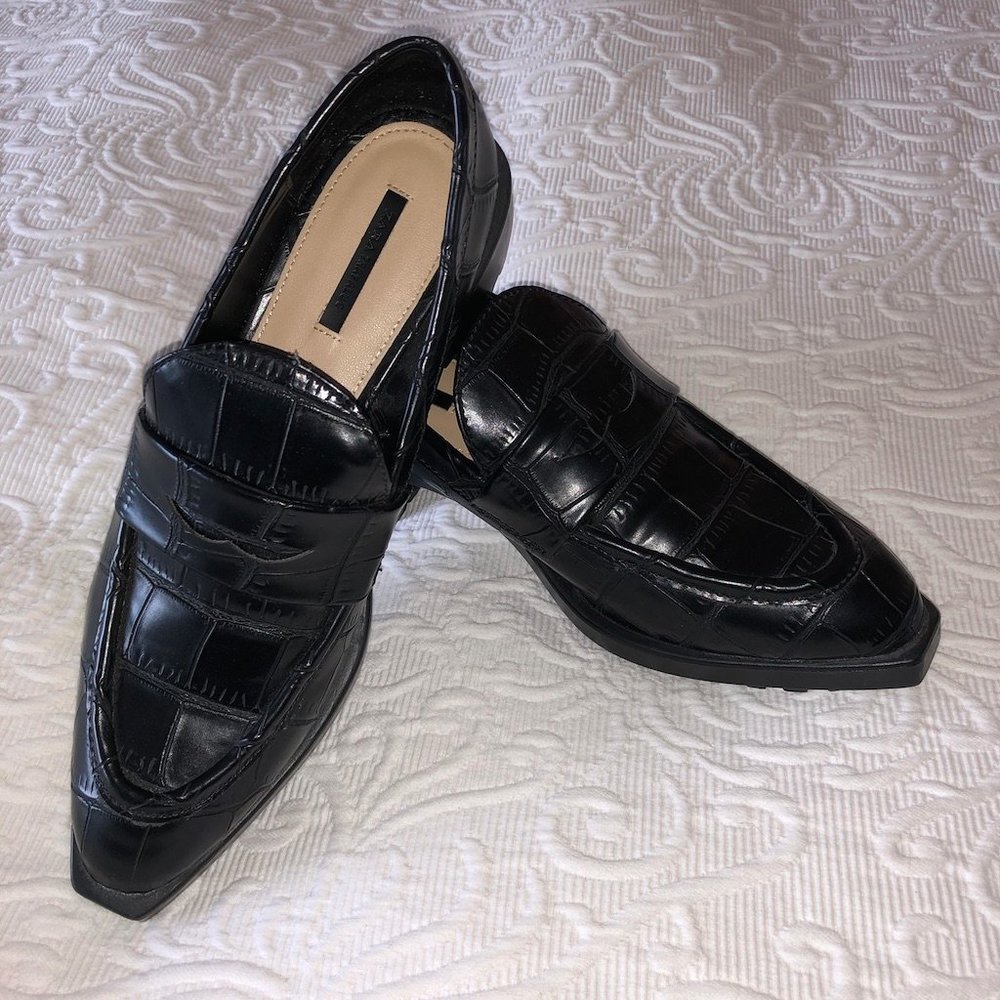 COOL NEW ZARA Platform Croco Loafers Lug Soles 39
